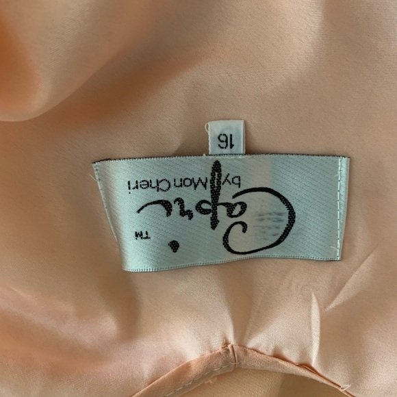 Capri vintage y2k asymmetrical Peach 100 % silk maxi beaded fairy dress - Picture 3 of 5